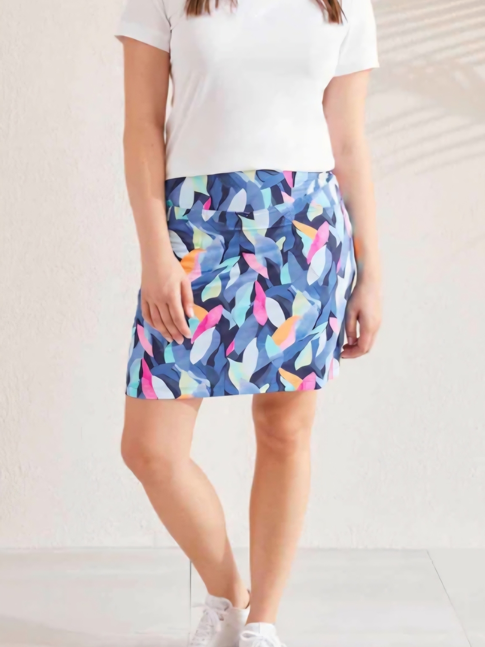 Tribal  Skort in Blue Multi Leaf Print